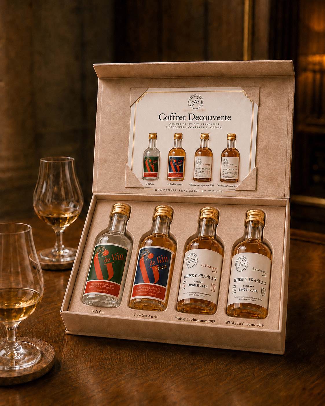 Coffret Découverte Gin & Whisky — 4 × 5 cl