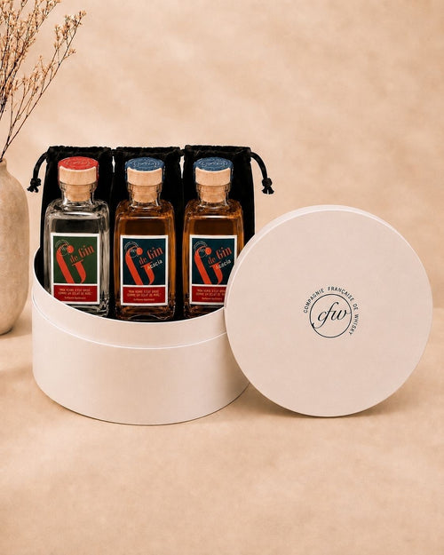 Coffret Premium CFW 3 x 25 cl avec une bouteille de G de Gin et deux bouteilles de G de Gin Acacia